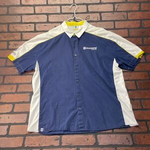 Husqvarna Motorcycles Men's XXL Blue Yellow Logo Mechanic Work Shirt